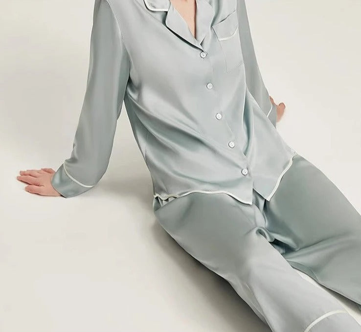 Sky Blue 100% Mulberry Silk women's pajamas, beautiful, comfort and silk women's pajamas