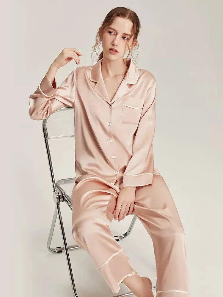 Coral Pink 100% Mulberry Silk women's pajamas, beautiful, comfort and silk women's pajamas