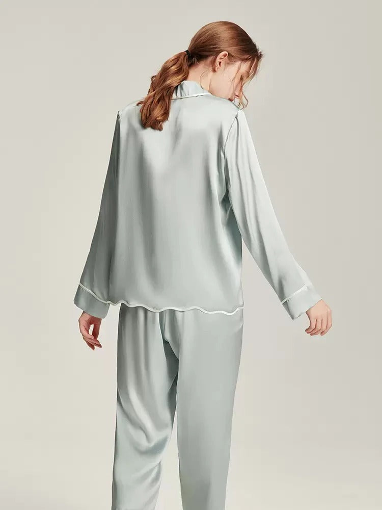 Sky Blue 100% Mulberry Silk women's pajamas, beautiful, comfort and silk women's pajamas