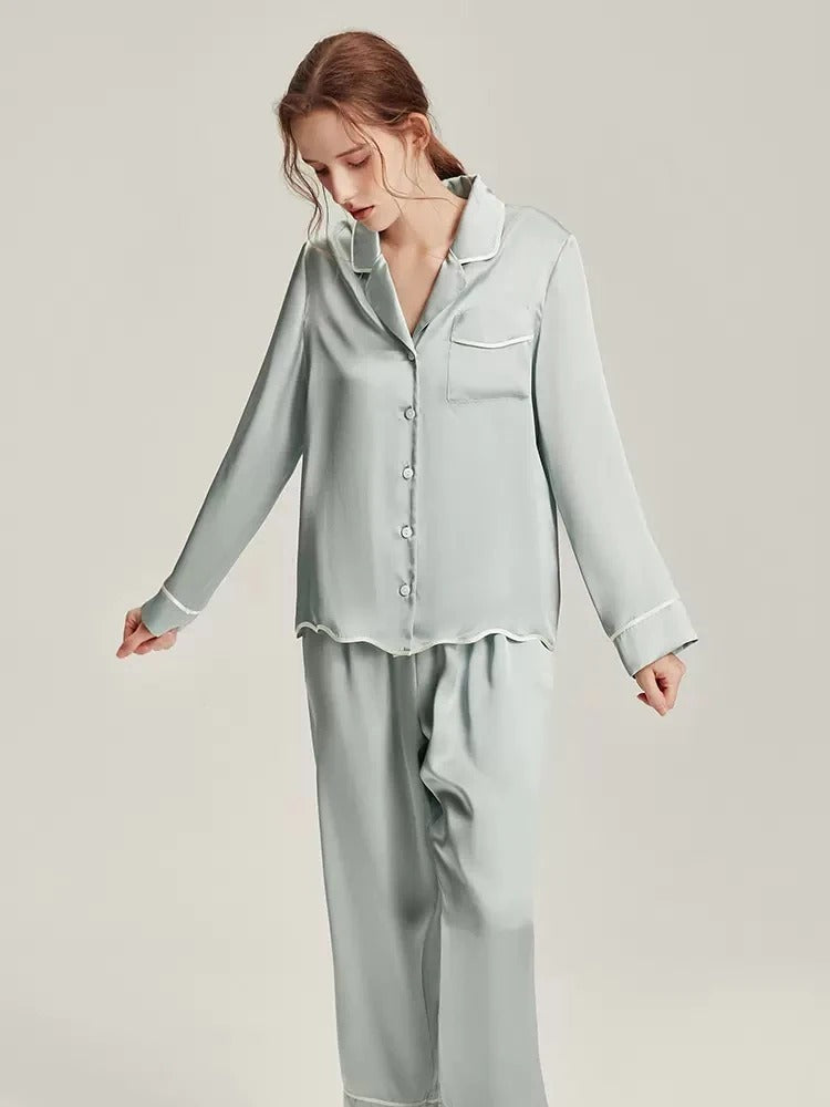 Sky Blue 100% Mulberry Silk women's pajamas, beautiful, comfort and silk women's pajamas