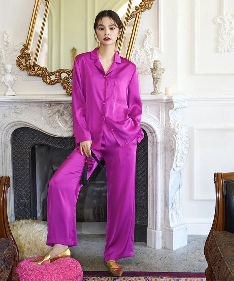 Hot Pink, 100% Silk Women's Pajamas, Silk, Women's Pajamas, Ladies 100% Silk Pajamas, Stylish Women's Pajamas, Casual Women's Pajamas, Classic Women's Pajamas