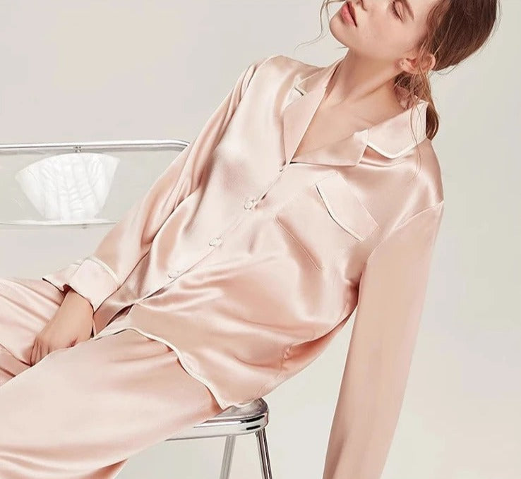 Coral Pink 100% Mulberry Silk women's pajamas, beautiful, comfort and silk women's pajamas