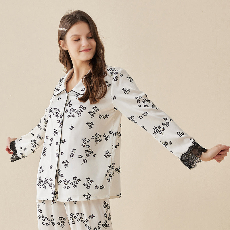 Casual Style, Classic Women's Pajamas, Sleepwear, Matching Pajama Set, Black and White, Floral Daisy Pajamas , Women's Pajamas, Ladies Pajamas, Lace Pajamas, Classic Pajamas