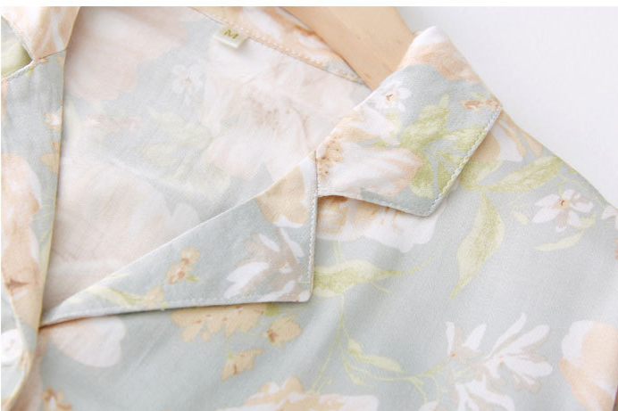 Shabby Chic Classic Button Down Top and Trousers Pajama Set. Soft Viscose Fabric Pajamas
