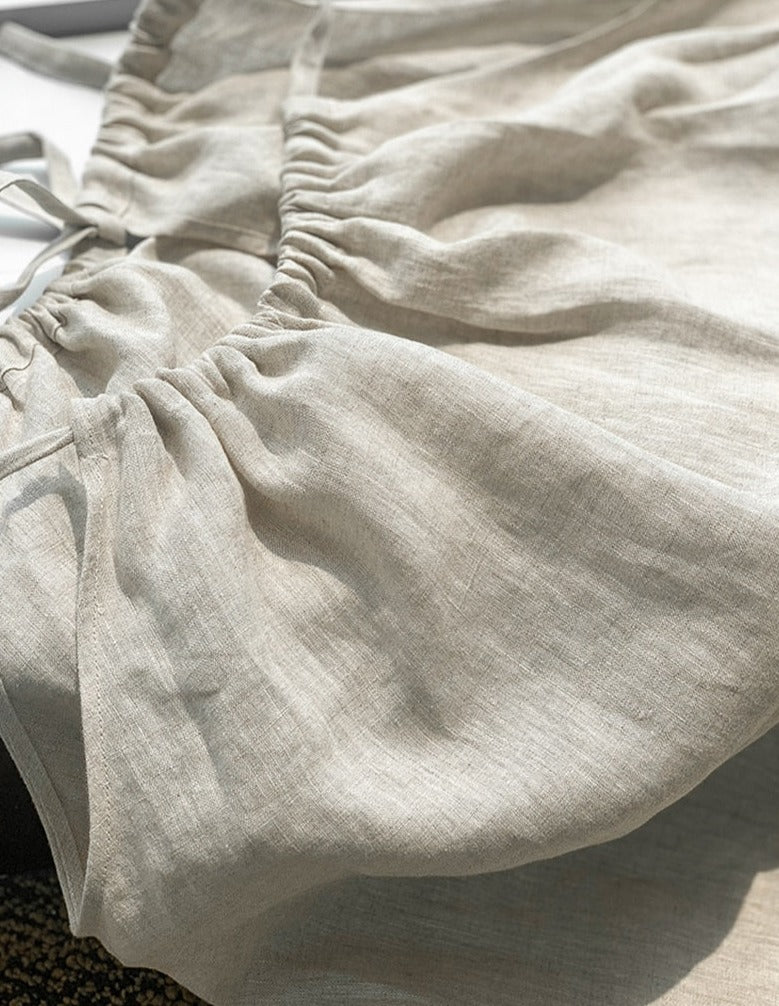 Hemp Linen A-Line Off the Shoulder Tie Back Loose Fit Summer Sack Dress Loungewear, Ladies, Women's, Hemp, Linen Dress