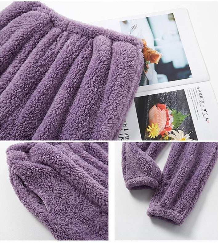 Plush fleece, Women's winter pajamas, loungewear, Warm Thermal Pajamas
