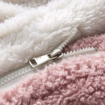 Two Tone Super Plush Fleece Two Piece Zip Up Jacket with Deep Pockets and Elastic Waist Trousers