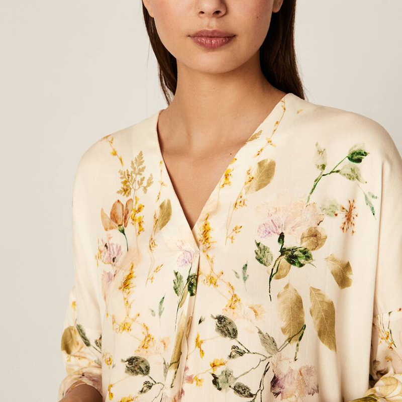 Spring Rose Pattern Viscose Top 3/4" sleeve with Trousers, Women's Floral, Flower Pajamas, Ladies Sleepwear, Soft Pajamas