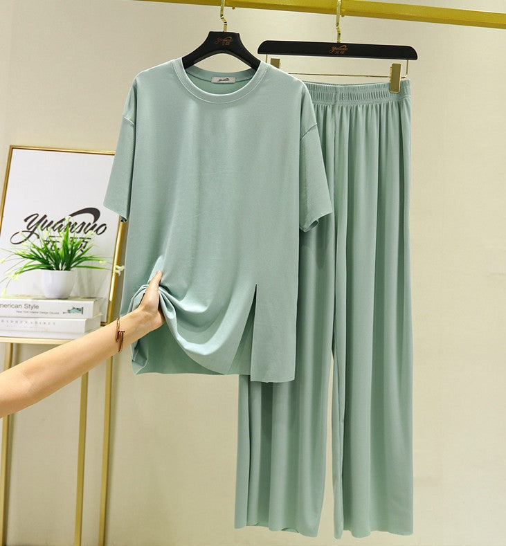 Pistachio, Mint Green Modal Fabric Casual Pajama set, Sleepwear, Loungewear, Women and Ladies Sleepwear'