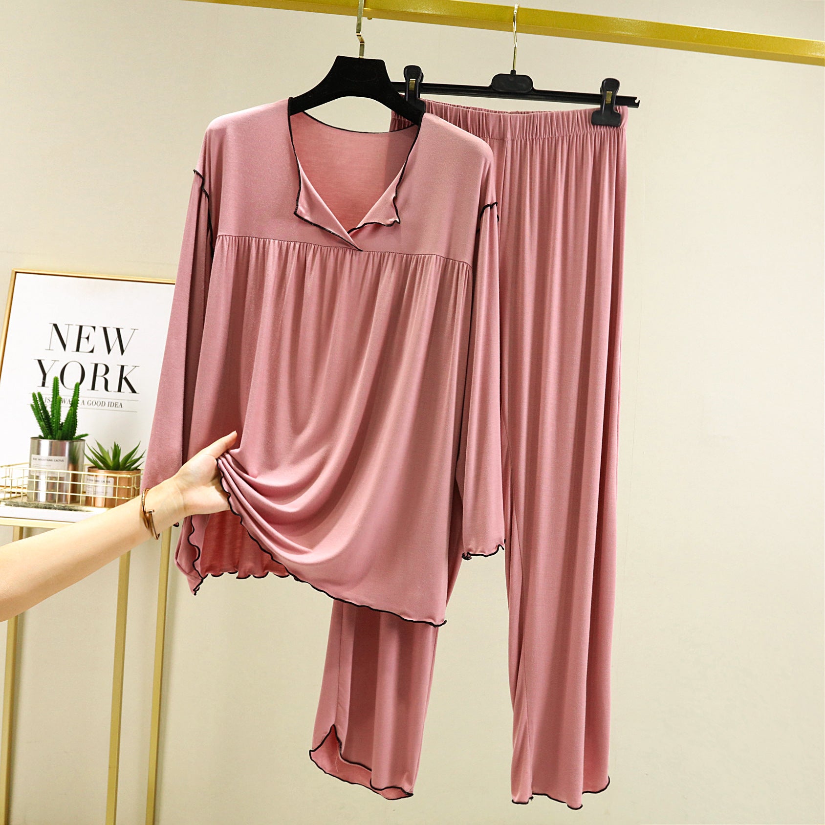 Pink Modal Fabric Night Sweat Cooling Pajamas Plus Sizes , Modal Fabric Classic Women's Pajamas, Ladies Pajamas, Women's sleepwear, loungewear, Comfortable Soft Pajamas