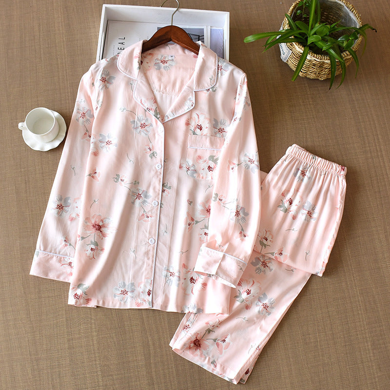White Washed Soft Pink White Washed Shabby Chic breathable, women's pajama set with long sleeve button down top, piping, loose fit trousers elastic waistband, women's pajamas, ladies pajamas, women's sleepwear, breathable pajamas