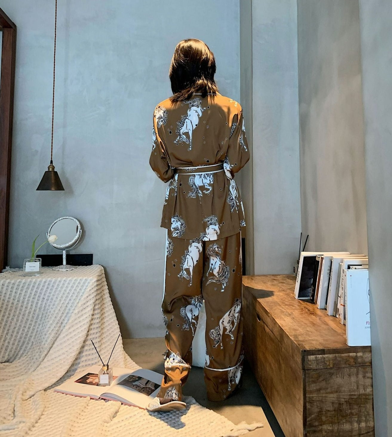 Love Horses, Horse Printed Pajamas, Soft Faux Silk, Women's Pajamas, Ladies Pajamas, Classic Style Pajamas