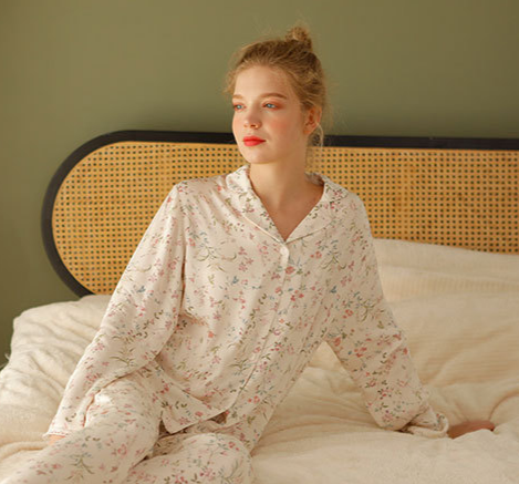 Shabby Chic small tuberose on a vine viscose pajamas with lace at wrists and ankles, Women's Pajamas, Ladies Pajamas, Soft Pajamas, Classic Pajamas, Cozy Pajamas