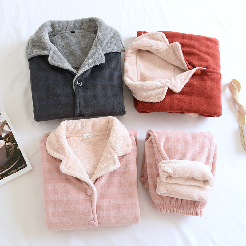 Warm Fleece Button Down Pajama Set