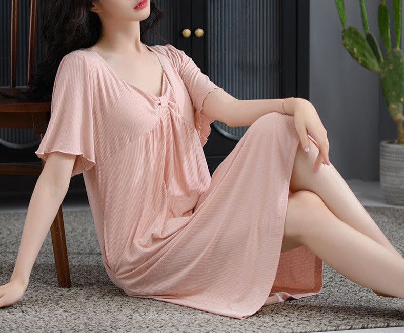 Mid-Length Plus Size Modal Nightgown