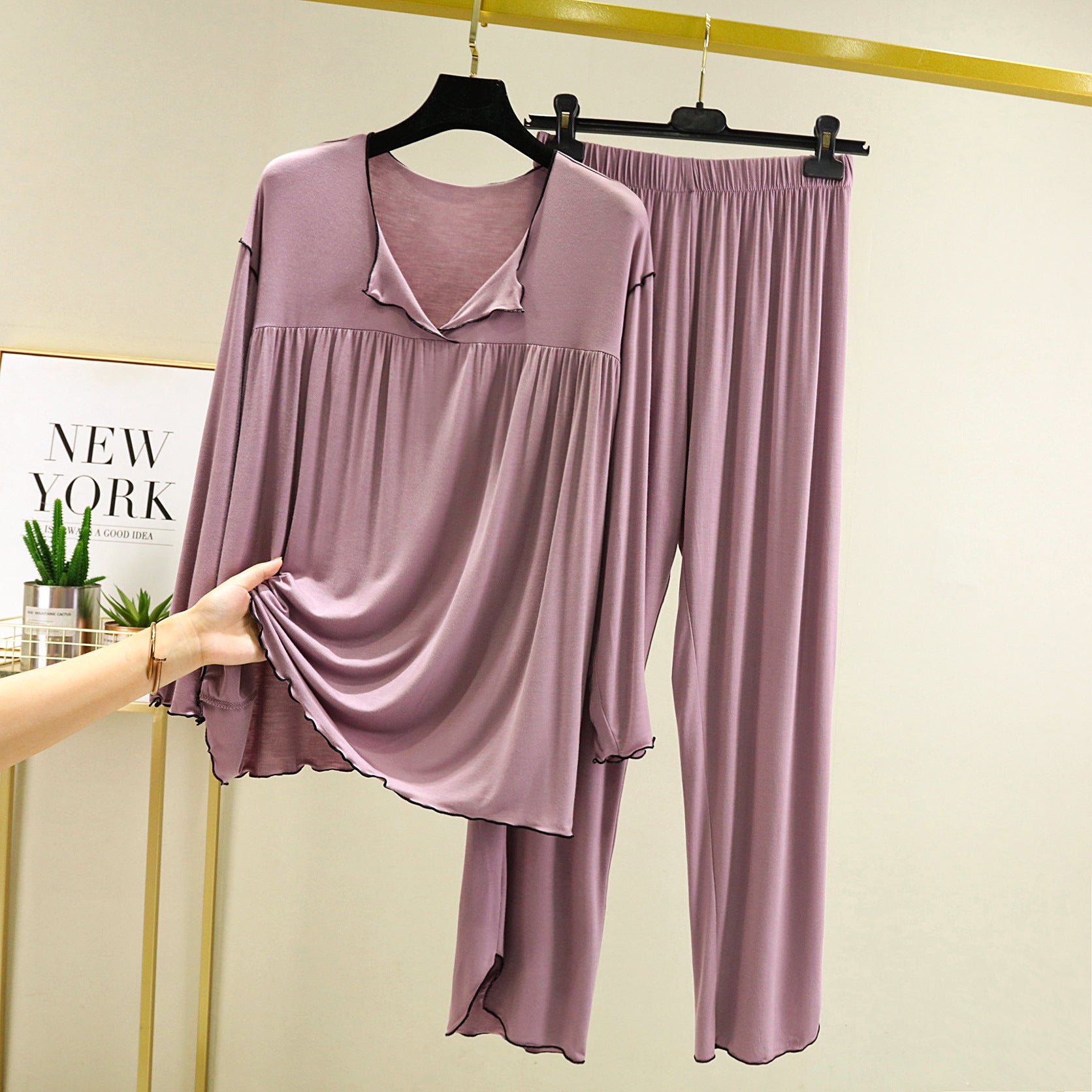 Lilac Modal Fabric Night Sweat Cooling Pajamas Plus Sizes, Classic Women's Pajamas, Ladies Pajamas, Women's sleepwear, loungewear, Comfortable Soft Pajamas