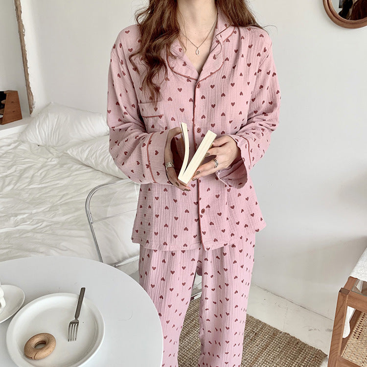 Pink 100% Cotton Pajamas Long Sleeve Button Down Shirt with Collar and Elastic Waist Trousers, Womens Pajama's, Ladies Sleepwear, Comfort pajamas