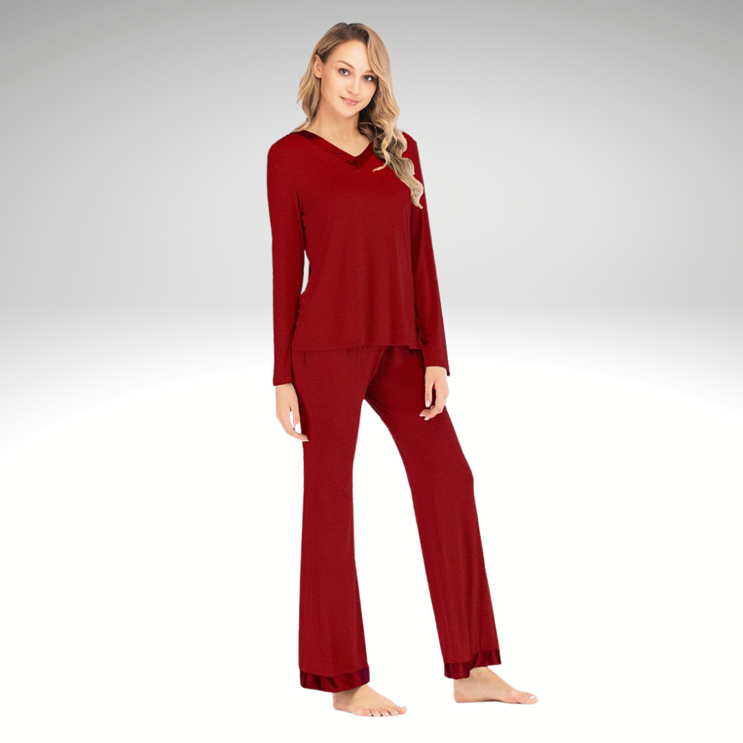 Red year round soft stretch women's, ladies pajamas, sleepwear, loungewear, classic soft stretch pajamas