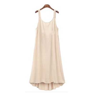Apricot Summer Linen Shift Slip Dress Below the Knee, Women's Linen Cotton Dress, Ladies Linen Cotton Dress, Casual Summer Wear,  Plus Sizes